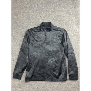 Under Armour Pullover Mens Medium Black Gray Camo Quarter Zip Loose Fit Athletic